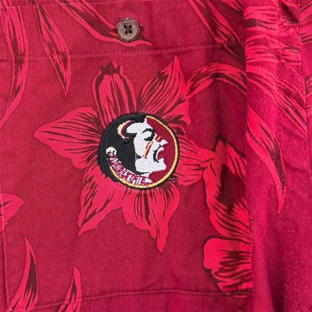 Chiliwear Florida State XL Red Floral Hawaiian Shirt Vintage Tropical Casual